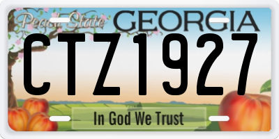 GA license plate CTZ1927