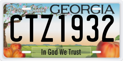 GA license plate CTZ1932