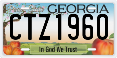 GA license plate CTZ1960