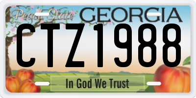 GA license plate CTZ1988