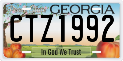 GA license plate CTZ1992