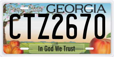 GA license plate CTZ2670