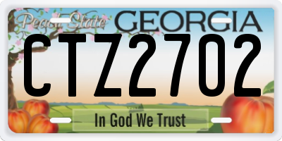 GA license plate CTZ2702