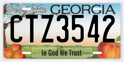GA license plate CTZ3542