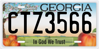 GA license plate CTZ3566