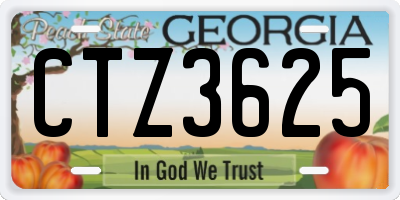 GA license plate CTZ3625