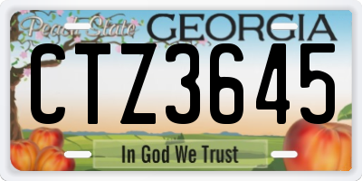 GA license plate CTZ3645