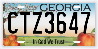 GA license plate CTZ3647