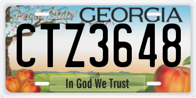 GA license plate CTZ3648