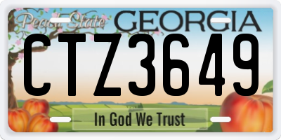 GA license plate CTZ3649