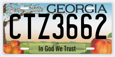GA license plate CTZ3662