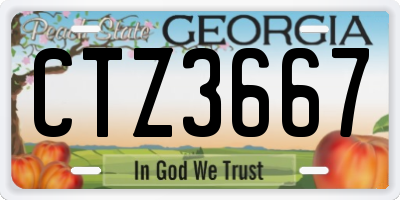GA license plate CTZ3667