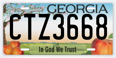 GA license plate CTZ3668