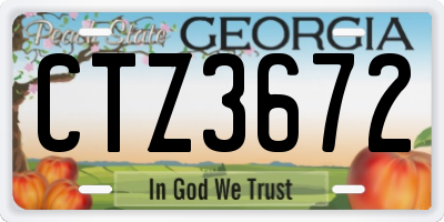 GA license plate CTZ3672