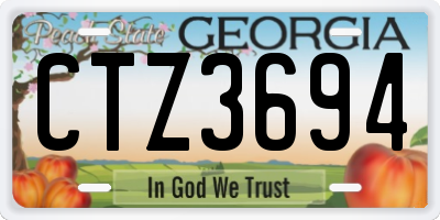 GA license plate CTZ3694