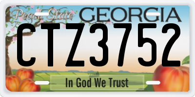 GA license plate CTZ3752