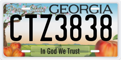 GA license plate CTZ3838