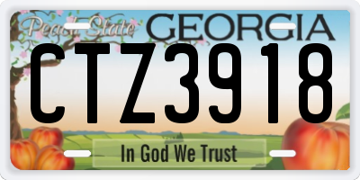 GA license plate CTZ3918