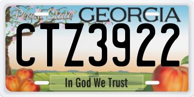 GA license plate CTZ3922