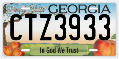 GA license plate CTZ3933