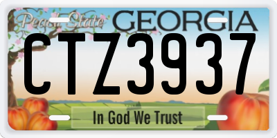 GA license plate CTZ3937