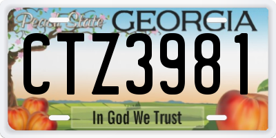 GA license plate CTZ3981