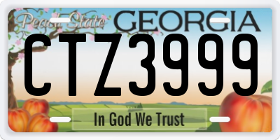GA license plate CTZ3999