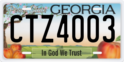 GA license plate CTZ4003