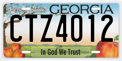 GA license plate CTZ4012