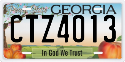 GA license plate CTZ4013