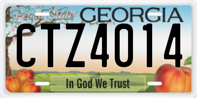 GA license plate CTZ4014