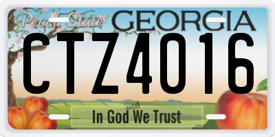 GA license plate CTZ4016