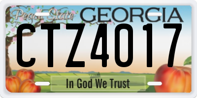 GA license plate CTZ4017