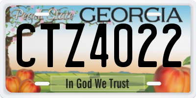 GA license plate CTZ4022