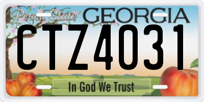 GA license plate CTZ4031