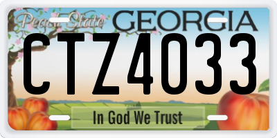 GA license plate CTZ4033