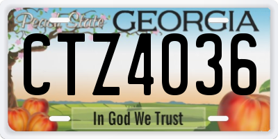 GA license plate CTZ4036