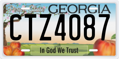 GA license plate CTZ4087