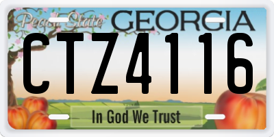 GA license plate CTZ4116