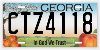 GA license plate CTZ4118