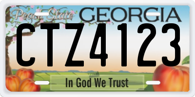 GA license plate CTZ4123