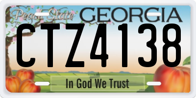 GA license plate CTZ4138