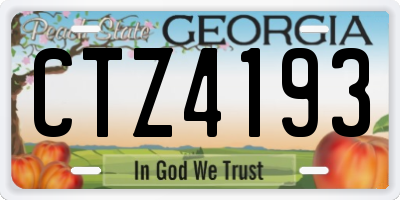GA license plate CTZ4193