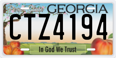 GA license plate CTZ4194