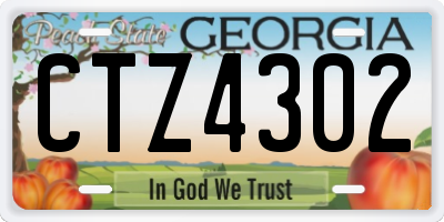 GA license plate CTZ4302