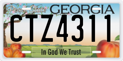 GA license plate CTZ4311