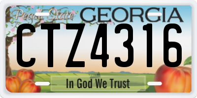 GA license plate CTZ4316