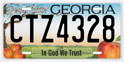 GA license plate CTZ4328
