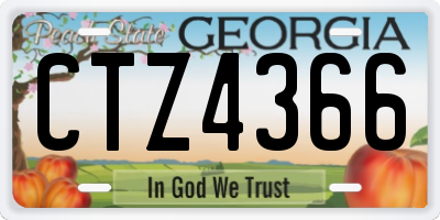 GA license plate CTZ4366