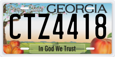 GA license plate CTZ4418